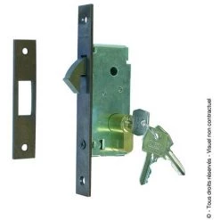 TORBEL Serrure à Crochet Rentrant Avec Gâche Et Cylindre 3 Clés