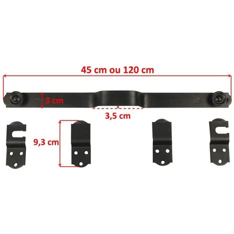 TORBEL Barre Sécurité à Bouton 120cm Noir - Noir 3 TORBEL Barre Sécurité à Bouton 120cm Noir - Noir – Image 3